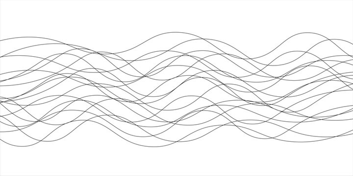 hand draw Curve wave seamless pattern. Thin line wavy abstract vector background. Curve wave seamless pattern modern.