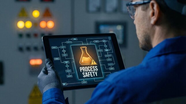 Process safety monitoring with a professional engineer for the concept of industry control.