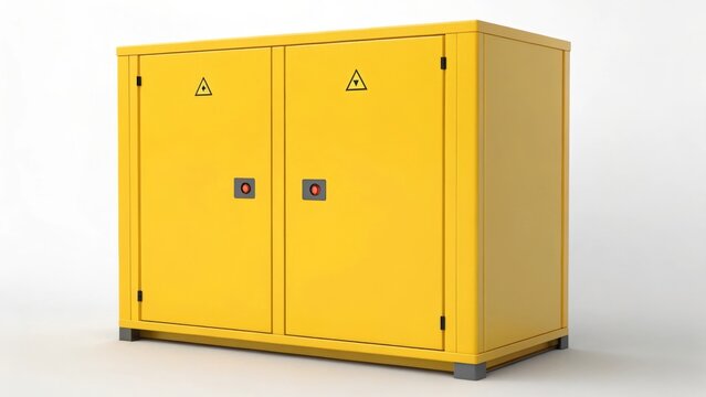 Yellow Explosion-Proof Industrial Cabinet with Warning Labels