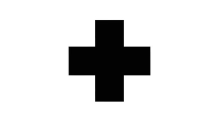 Black cross symbol on white background.
