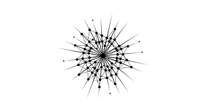 Black and white dandelion clock graphic.