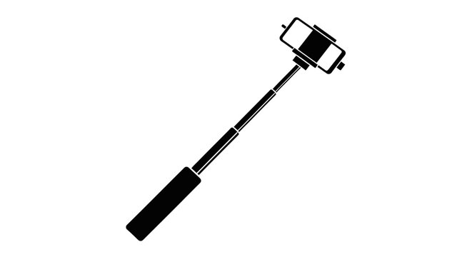 Monopod with smartphone holder attached.