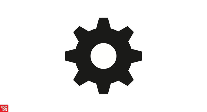 Black gear icon on white background.