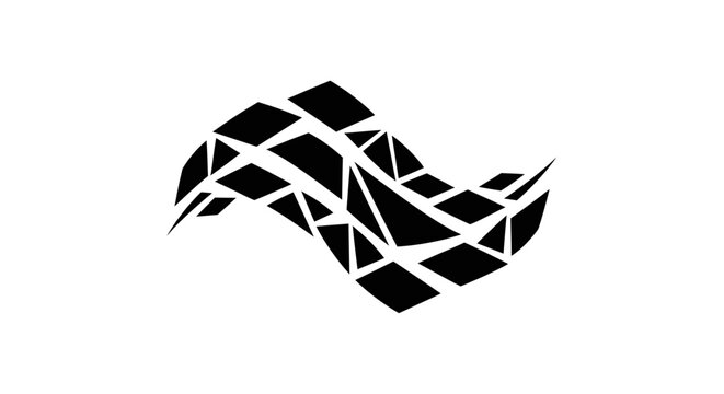 Black geometric wave shape design element.