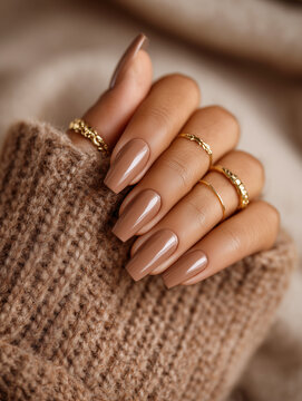 Elegant woman with long acrylic nails