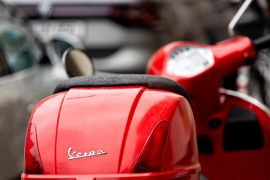 berlin, berlin, germany - 10 02 2026: a vespa scooter in the city