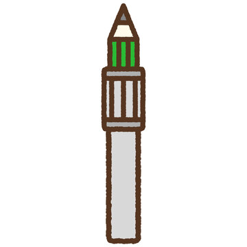 手書き風のシンプルアイコンイラスト　鉛筆延長ホルダー