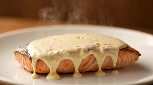 Japanese style grilled salmon with miso glaze sauce.