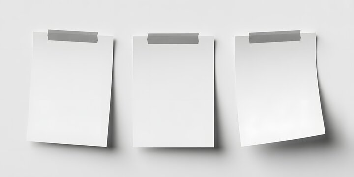 Three blank sticky notes on a plain white background for writing or reminders