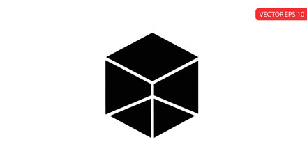 Black cube with white lines.