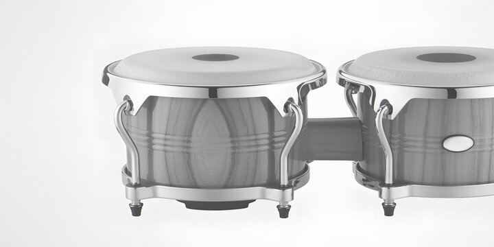 A pair of shiny metal Timbales on a plain white background
