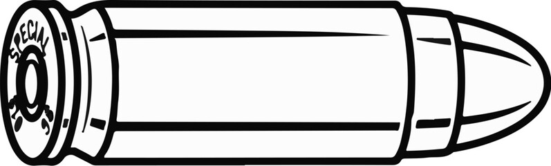 Obraz premium Black and white illustration of a single bullet cartridge
