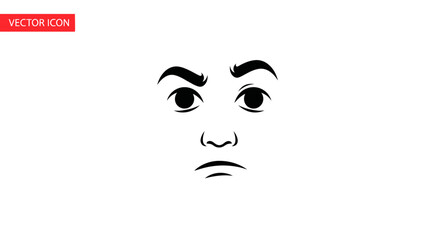 Obraz premium Angry Face Icon, Frustrated Expression, Displeased Eyes and Mouth, Vector Art