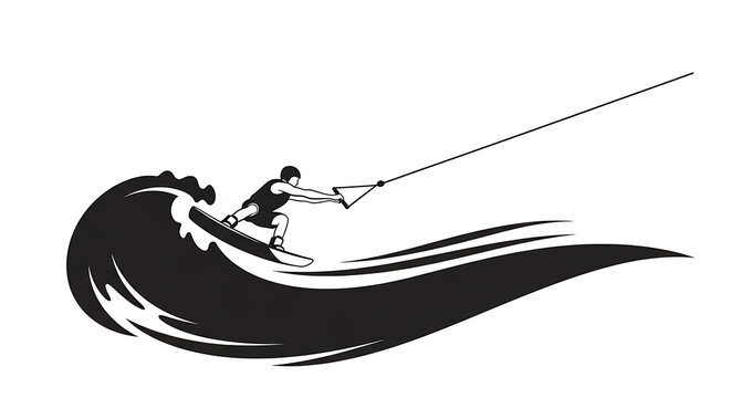 Powerful Wakeboarder Surfing Vector Art