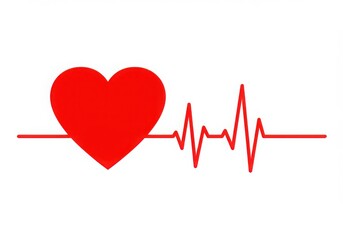 Red heartbeat pulse line graphic with ecg waveform