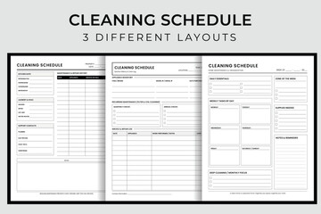 Cleaning Schedule Vector Illustration, Printable Housekeeping Routine Organizer, Weekly Home Maintenance and Deep Clean Checklist Interior Template