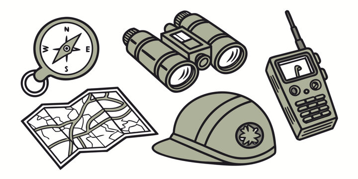 A collection of various vintage and modern communication devices and tools.