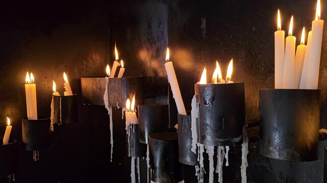Candles burining in a church