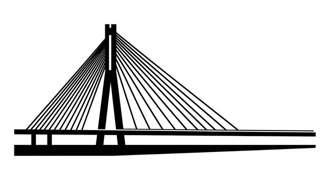 Sleek Modern Cable Stay Bridge Vector Design