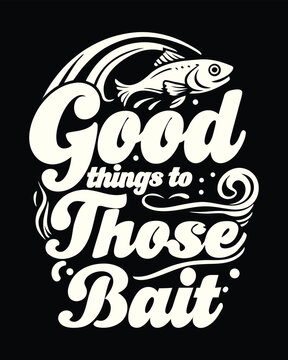 Isolated fish swimming above cursive text creates an eyecatching monochrome fishing scene