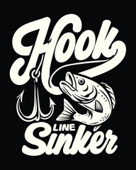 White fishing shows the hook line and sinker near an aquatic fish © Bokul