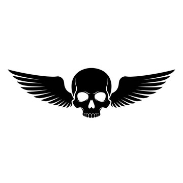 Black Skull with Wings Symbol.