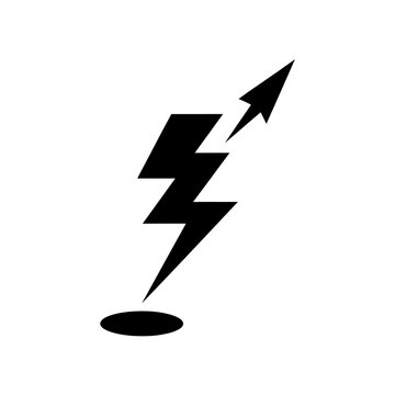 Black lightning bolt with arrow.