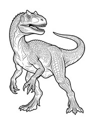 Fototapeta premium Hyper-Realistic Allosaurus Coloring Page - Detailed Jurassic Predator Printable