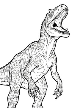Roaring Allosaurus Coloring Page - Powerful Dinosaur Dominance Display