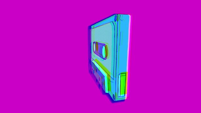 Retro risograph print style cassette tape overlay that spins on an endless loop, with alpha for easy drag and drop.
