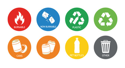 Fototapeta premium Recycling Symbols and Waste Sorting Icons