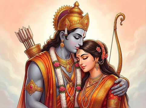 Hindu deities Lord Sri Rama and Goddess Sita. 