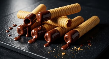 Chocolate Wafer Rolls Dessert.