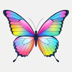 Fototapeta premium A colorful butterfly vector graphic with rainbow wings and black outline