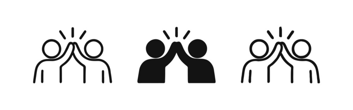 High Five Icons - Teamwork, collaboration, and success symbols in various styles.
