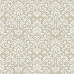 Fototapeta premium damask pattern vector in elegant seamless style, classic decorative damask pattern vector for wallpapers, vintage floral damask pattern vector for textiles and luxury backgrounds