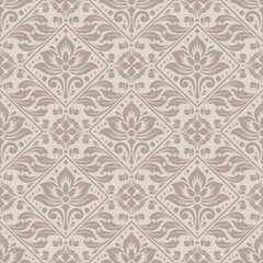 Fototapeta premium damask pattern vector in elegant seamless style, classic decorative damask pattern vector for wallpapers, vintage floral damask pattern vector for textiles and luxury backgrounds