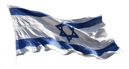 Obraz premium A billowing flag, featuring blue stripes and a central star, against a white background