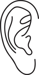Silhouette of a human ear isolated on transparent background