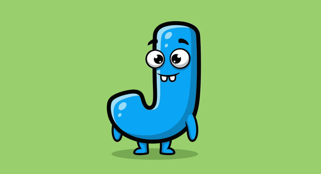 Blue Cartoon Letter J Character