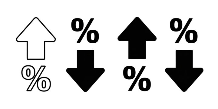 Arrows pointing in different directions with percentage symbols above and below Vector