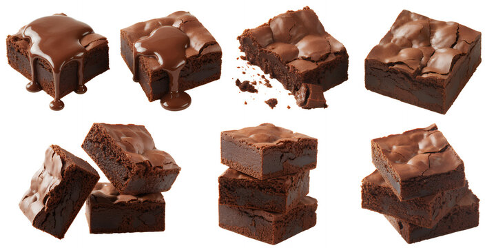 Chocolate brownies with melted chocolate and crumbs