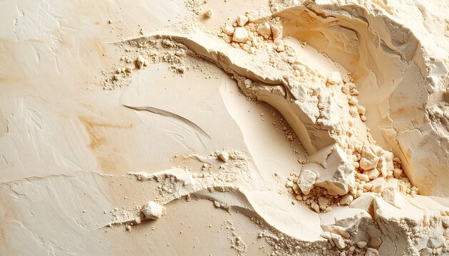 Beige cosmetic clay texture with natural cracks and rough strokes, abstract skincare mask background with earthy mineral surface