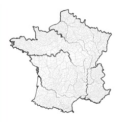 Obraz premium Monochrome outline map of a European nation with interior, detailed lines