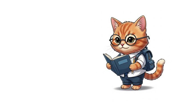 cat student ready to be back to school	
