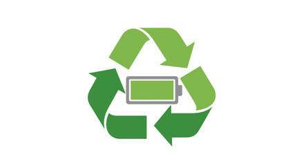 Obraz premium Recycle Battery Icon: Green Energy Recycling Symbol with Battery