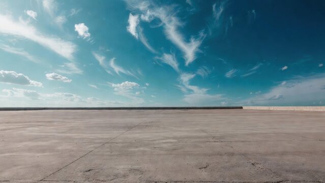 Concrete expanse extending toward distant horizon under sky
