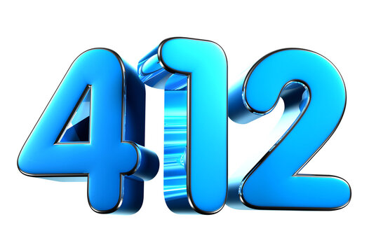 Blue number 412 3d illustration. Advertising signs. Product design. Product sales