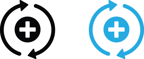 Obraz premium Medical Care and Healthcare Refresh Cycle Vector Icons for Hospital Services