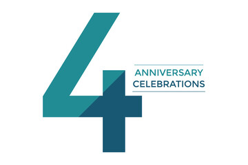 Obraz premium 4th anniversary celebration with light green and dark green on a white background